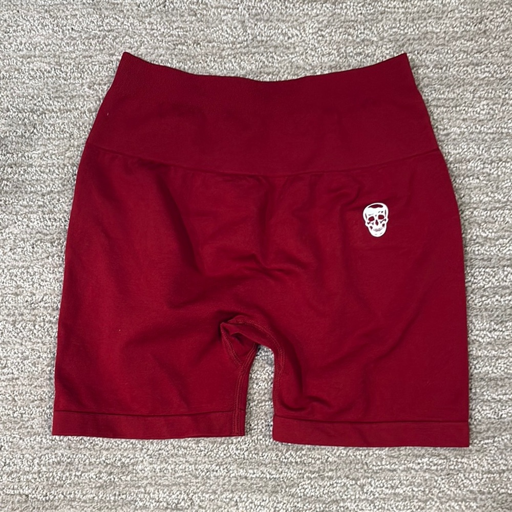 Red Bike Shorts with Elastic Waistband and Soft Fabric